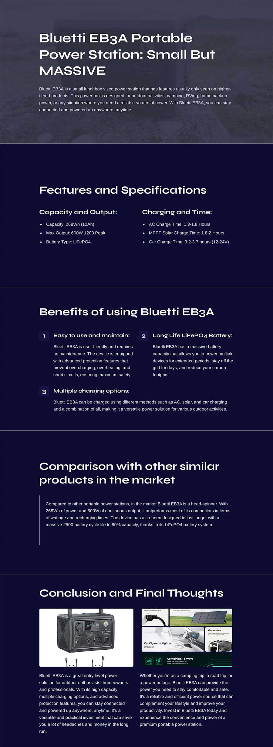 Bluetti EB3A Infographic